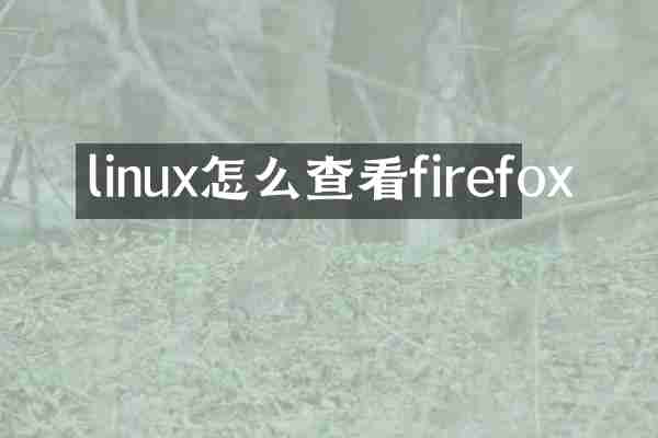 linux怎么查看firefox