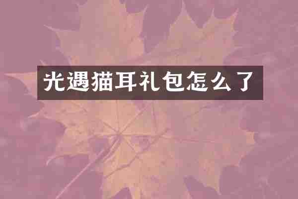 光遇猫耳礼包怎么了