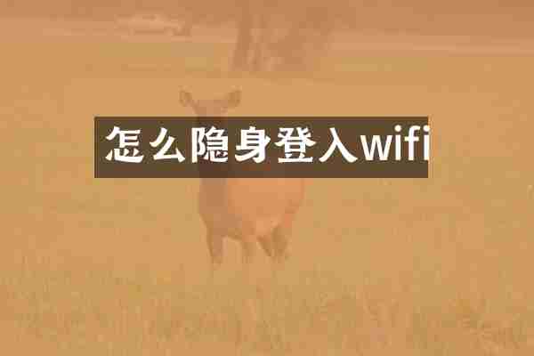 怎么隐身登入wifi