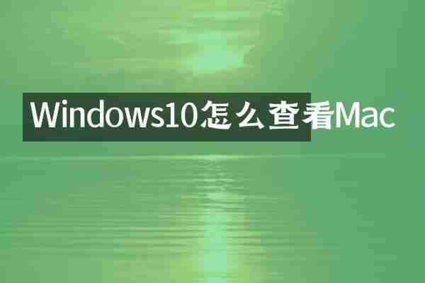 Windows10怎么查看Mac