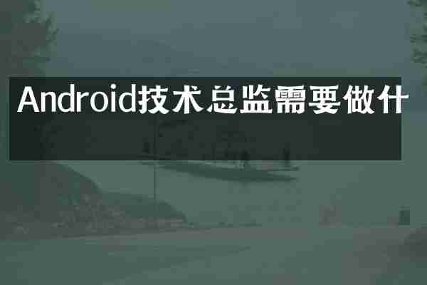 Android技术总监需要做什么