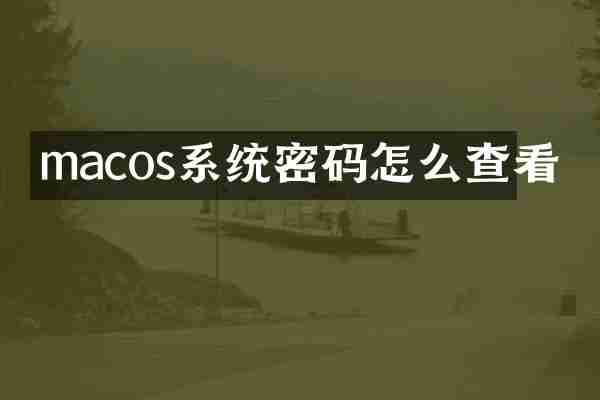 macos系统密码怎么查看