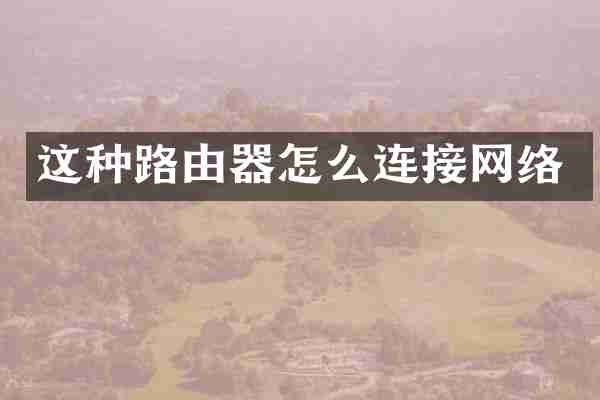 这种路由器怎么连接网络