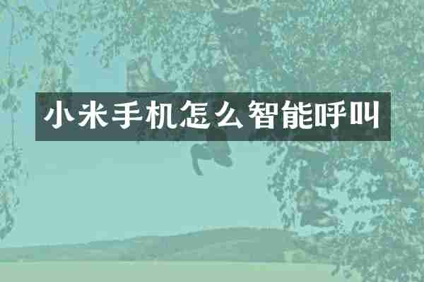 小米手机怎么智能呼叫