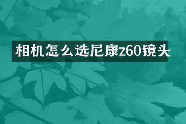 相机怎么选尼康z60镜头