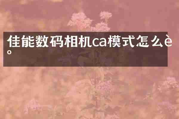 佳能数码相机ca模式怎么调