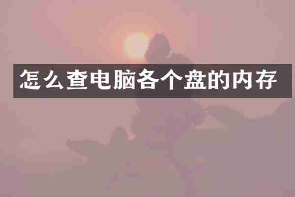 怎么查电脑各个盘的内存