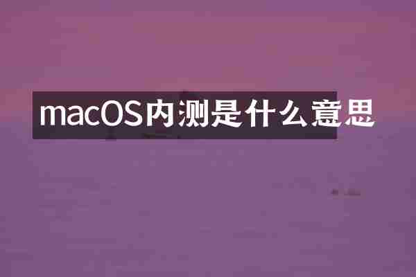 macOS内测是什么意思