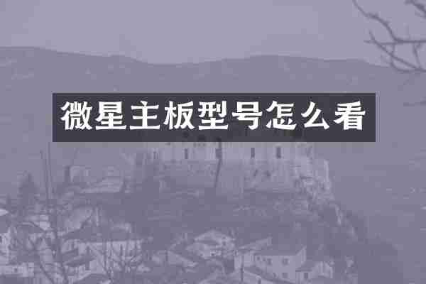 微星主板型号怎么看