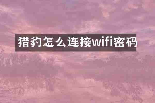 猎豹怎么连接wifi密码