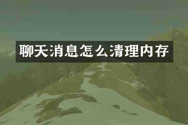 聊天消息怎么清理内存