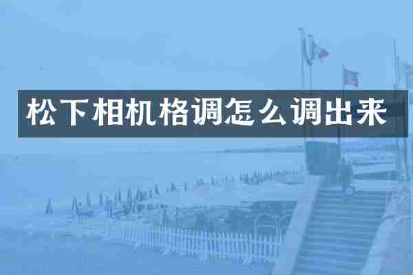 松下相机格调怎么调出来