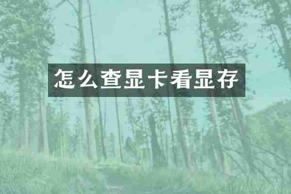 怎么查显卡看显存