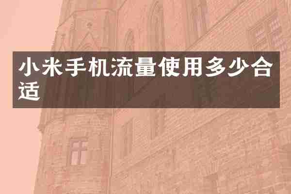 小米手机流量使用多少合适