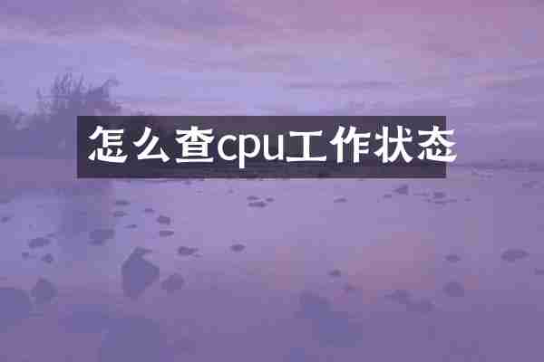 怎么查cpu工作状态