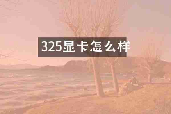 325显卡怎么样