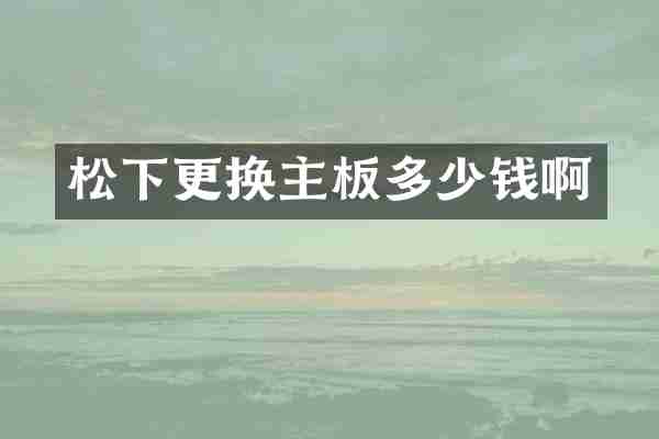 松下更换主板多少钱啊
