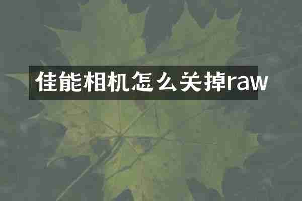 佳能相机怎么关掉raw