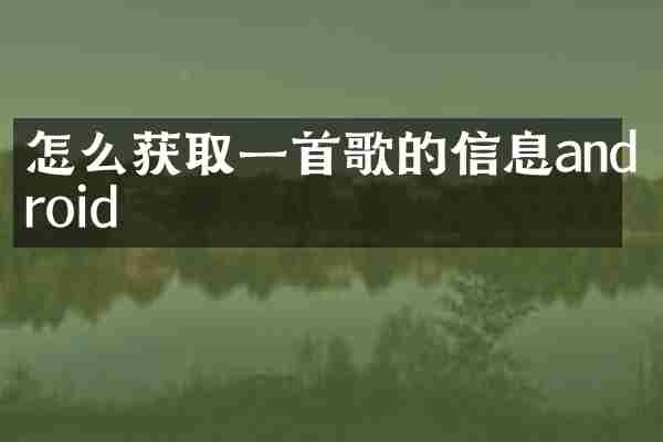 怎么获取一首歌的信息android