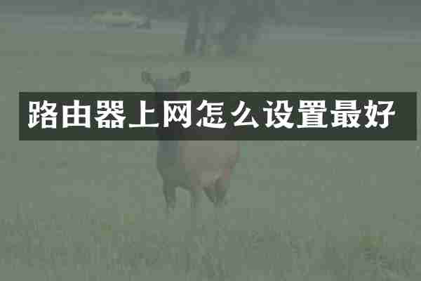路由器上网怎么设置最好