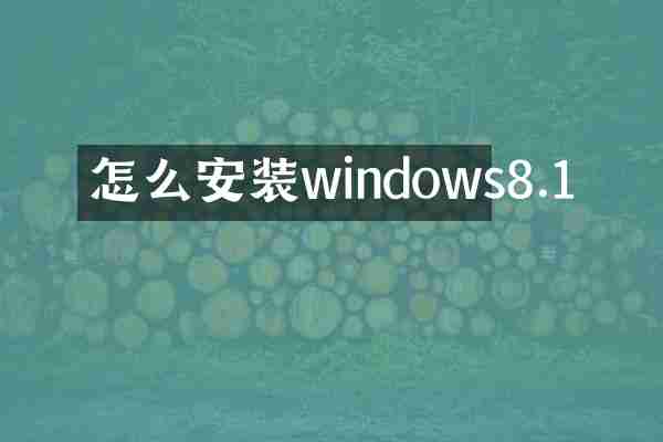 怎么安装windows8.1