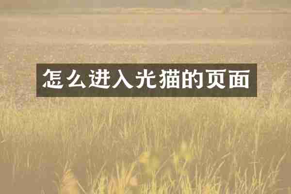 怎么进入光猫的页面