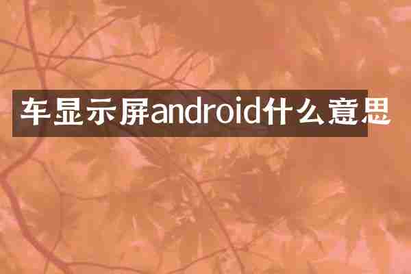 车显示屏android什么意思