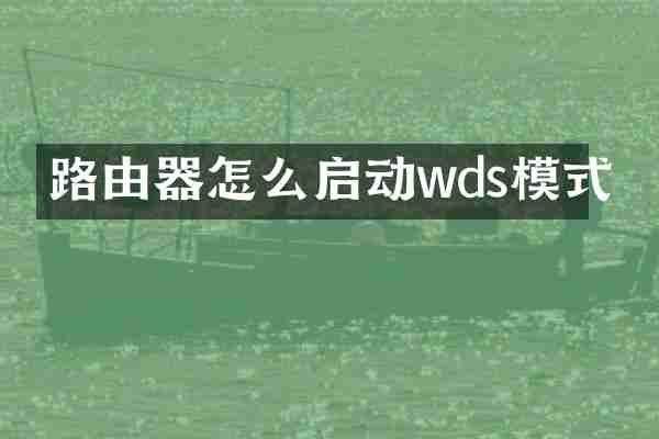 路由器怎么启动wds模式