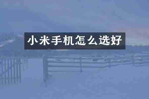 小米手机怎么选好