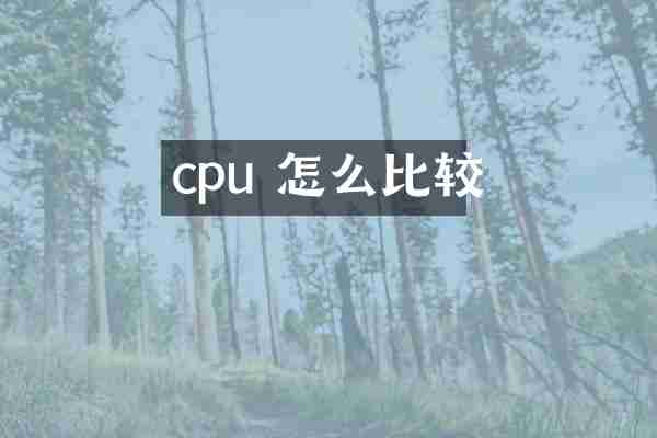 cpu 怎么比较
