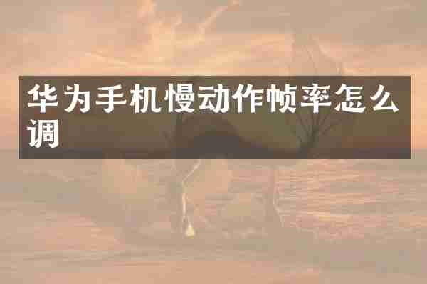 华为手机慢动作帧率怎么调