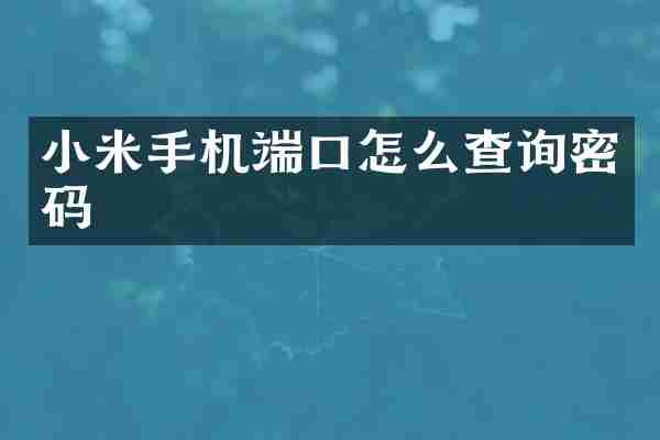 小米手机端口怎么查询密码