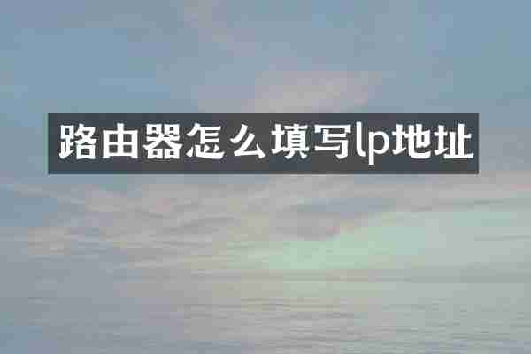 路由器怎么填写lp地址