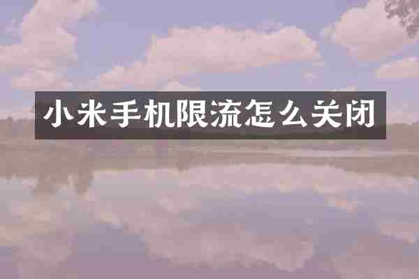 小米手机限流怎么关闭