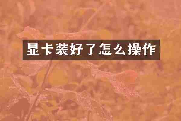 显卡装好了怎么操作