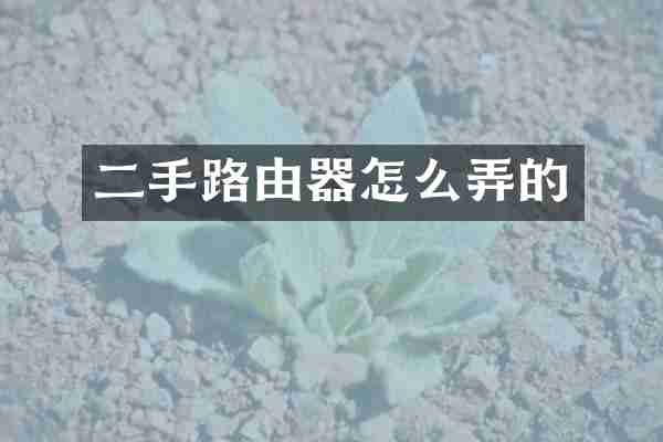 二手路由器怎么弄的
