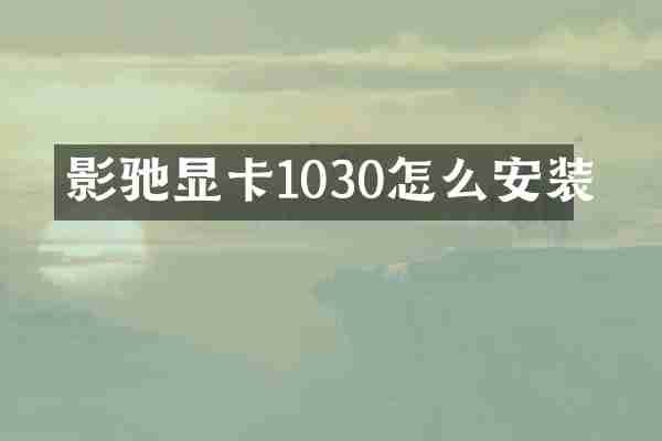影驰显卡1030怎么安装