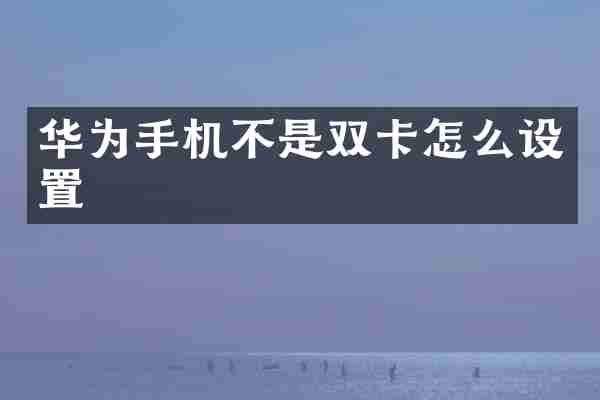 华为手机不是双卡怎么设置