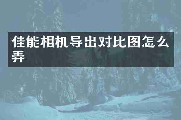 佳能相机导出对比图怎么弄