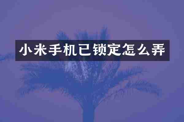 小米手机已锁定怎么弄