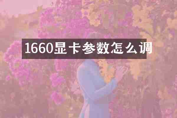 1660显卡参数怎么调
