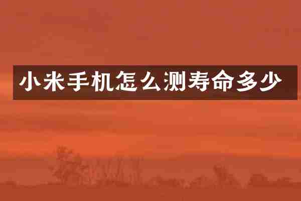 小米手机怎么测寿命多少