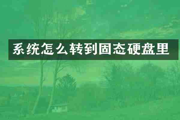 系统怎么转到固态硬盘里