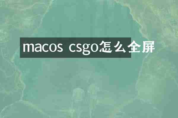 macos csgo怎么全屏