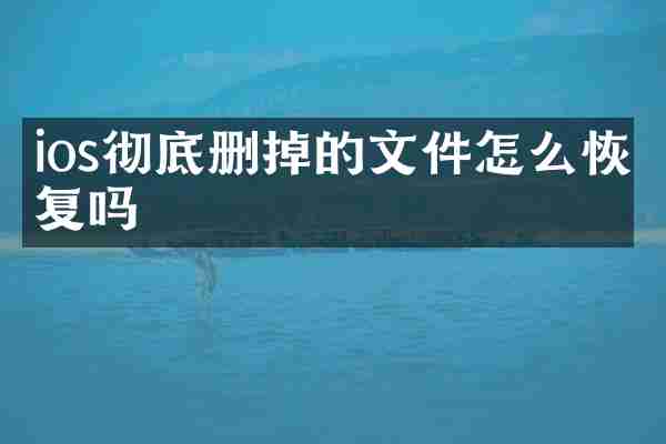 ios彻底删掉的文件怎么恢复吗