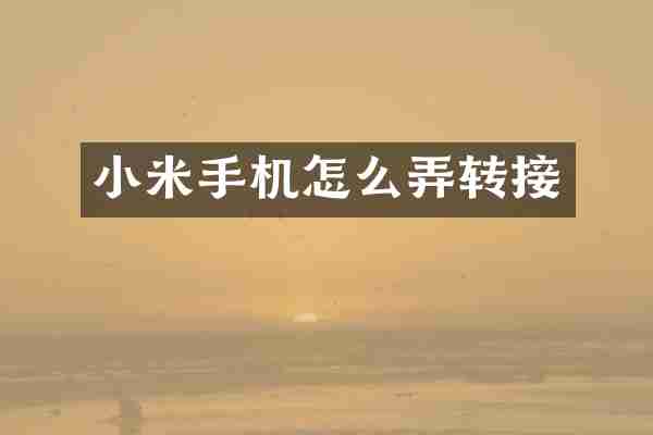 小米手机怎么弄转接