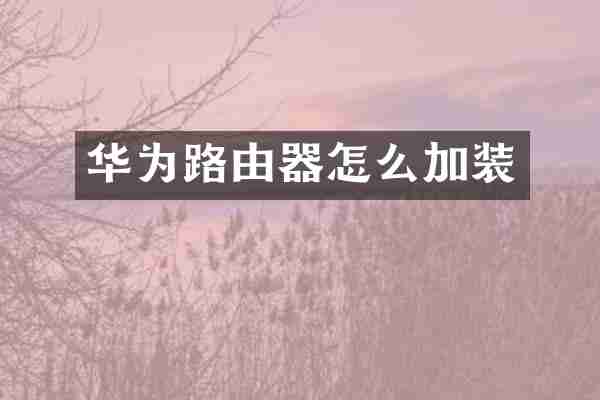华为路由器怎么加装