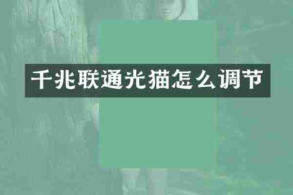 千兆联通光猫怎么调节