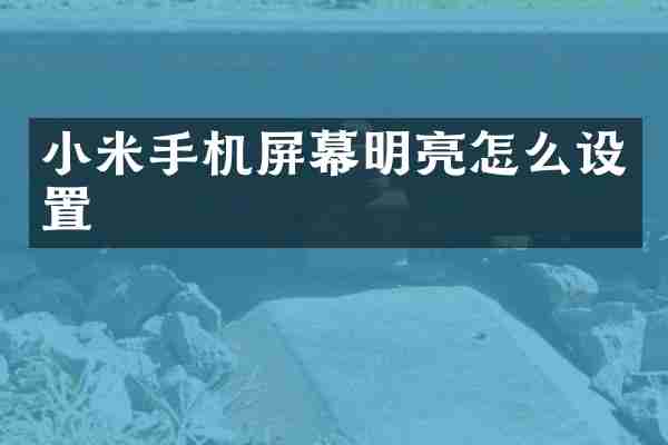 小米手机屏幕明亮怎么设置