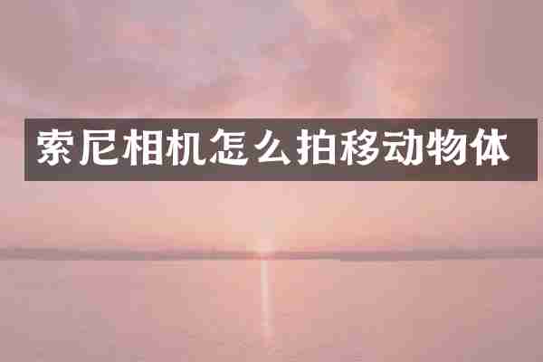 索尼相机怎么拍移动物体
